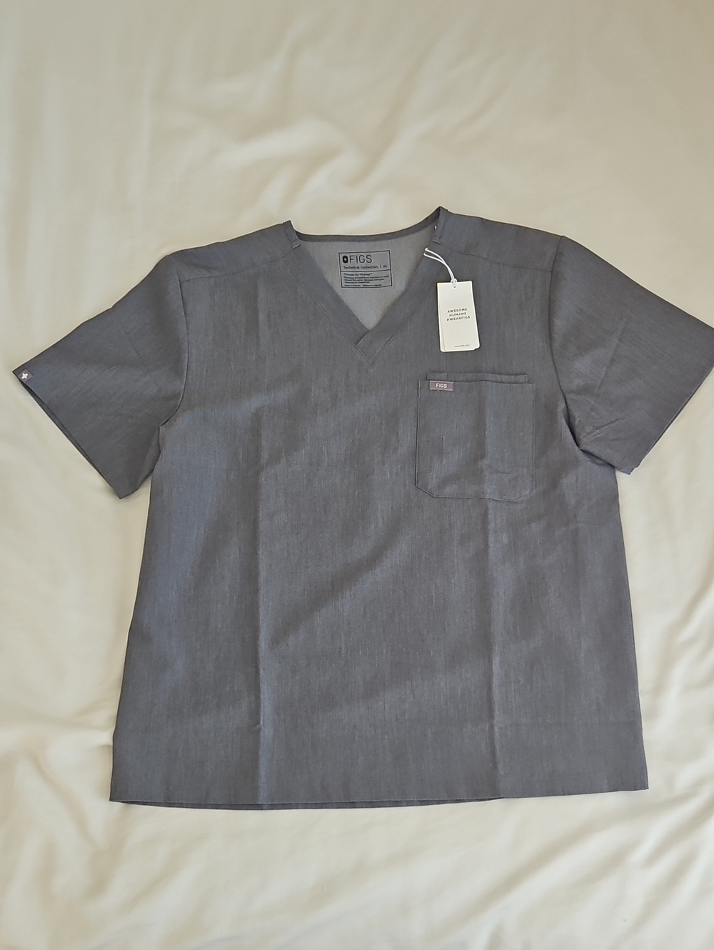 NWT Figs Leon Gray Graphite Scrub Top Size Men's XL